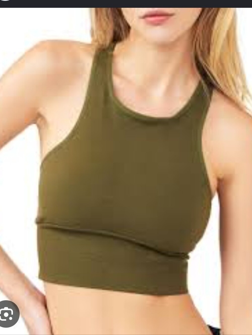 FP Movement by Free People Olive Green Racerback Crop Top Bralette